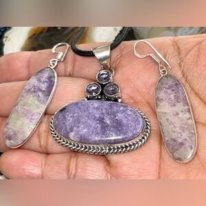 Lepidolite Pendant & Earrings